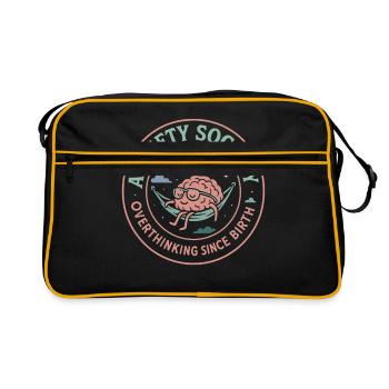 Anxiety Society Überdenken Seit Geburt - Retro Tasche - Schwarz/Gold - Vorne