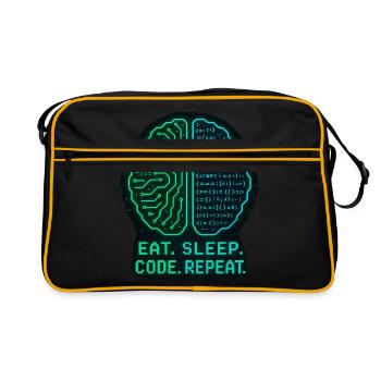 Eat Sleep Code Repeat Geek Design - Retro Bag - black/gold - Front