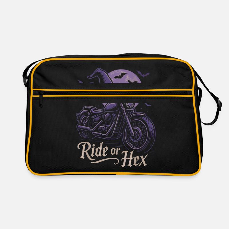 Witch ride on motorcycle at full moon Retro Bag