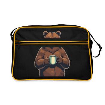 Grim Bear Tasse à café Ours Café Fatigué - Sac Retro - noir/or - Devant