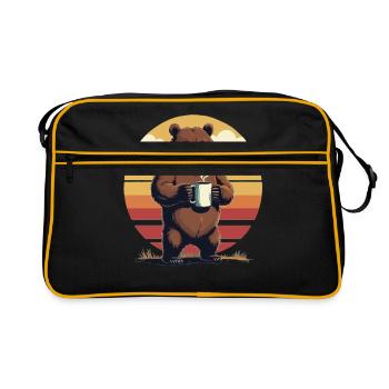 Grim Bear Tasse à café Ours Café Fatigué - Sac Retro - noir/or - Devant