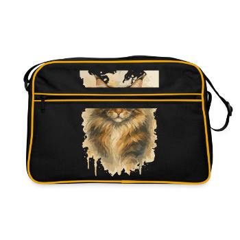 Majestätische Maine Coon Kunstvoll - Retro Tasche - Schwarz/Gold - Vorne