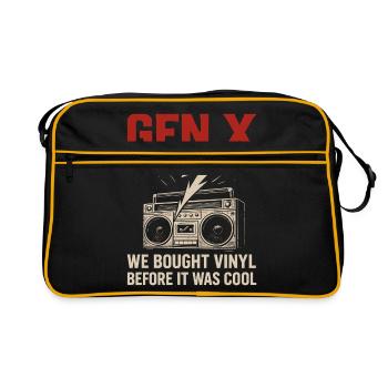 Gen X - Wir Kauften Vinyl Bevor Es Cool War - Retro Tasche - Schwarz/Gold - Vorne