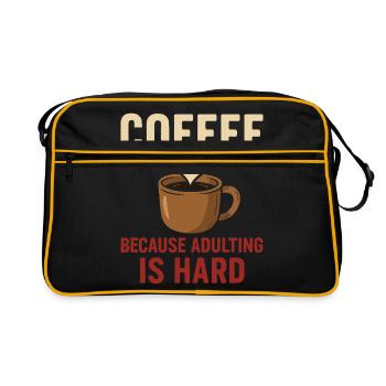 Coffee lovers: Adulting is hard - Retro Bag - black/gold - Front