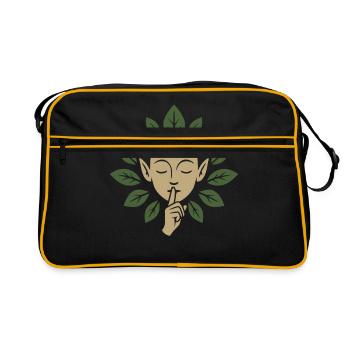 Elfin silence surrounded with leaves - Retro Bag - black/gold - Front