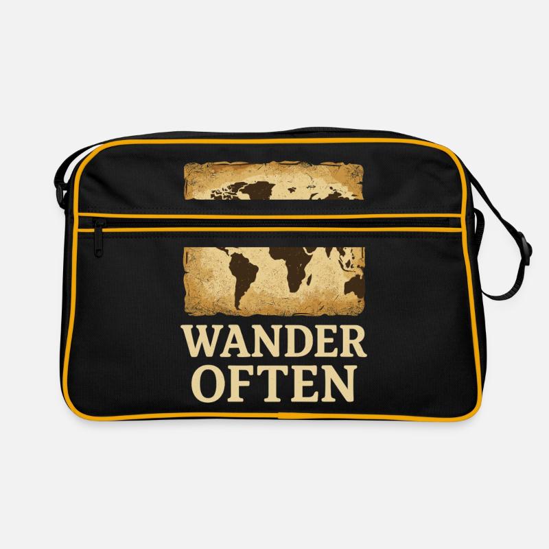 Wander Oft: Abenteuerlust Weltkarte Retro Tasche