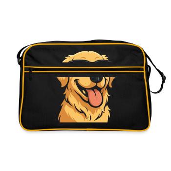 Chien cool avec des lunettes de soleil illustration - Sac Retro - noir/or - Devant