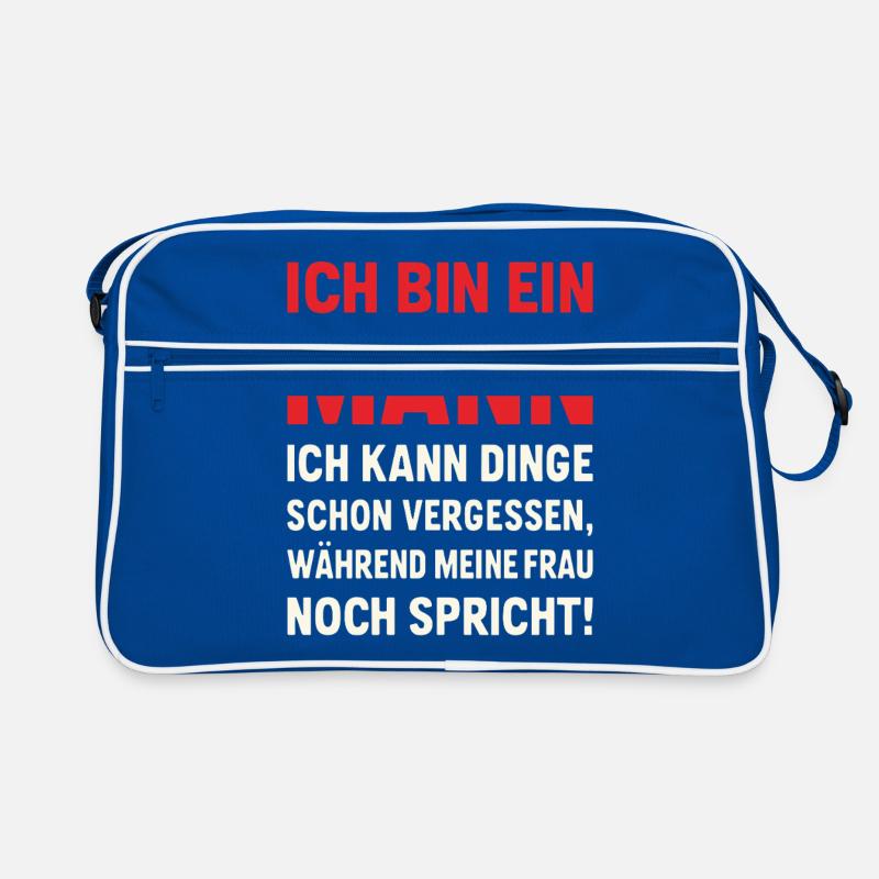 Ich bin ein Mann – lustiger Ehe-Spruch Retro Tasche