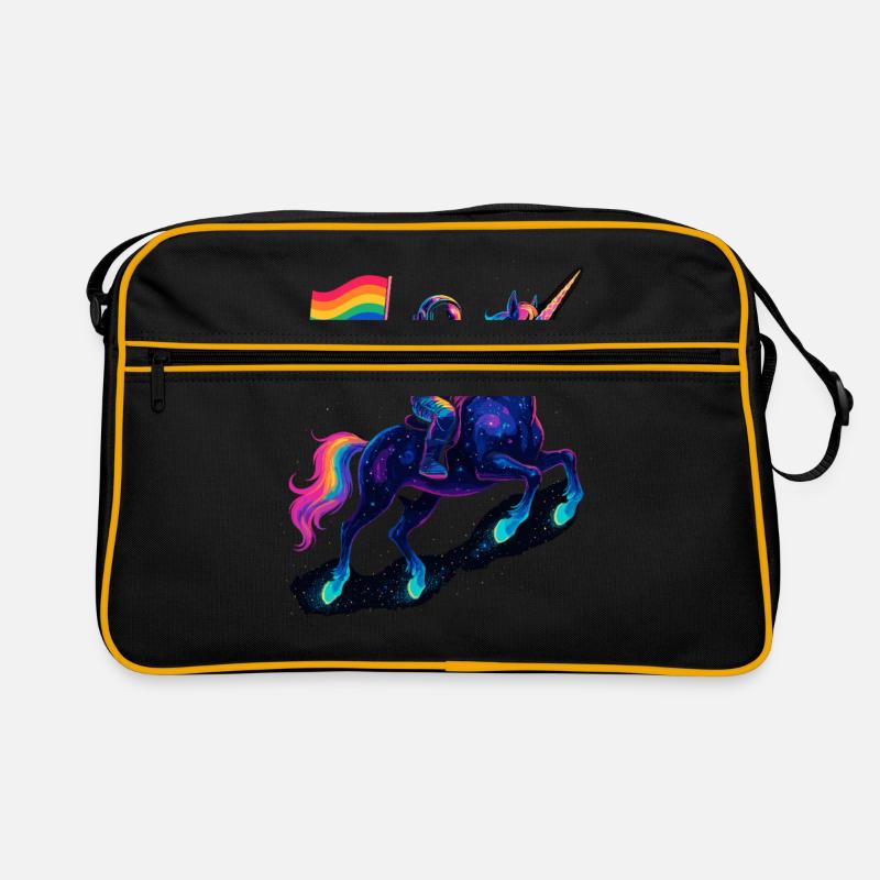 Astronaut Auf Einhorn Mit Regenbogenflagge Retro Tasche