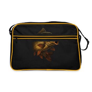 Carp Motif – Big Carp for Anglers - Retro Bag - black/gold - Front