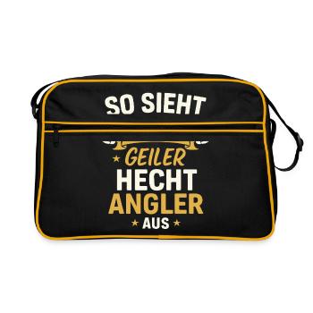 Pike Angler - Drôle de dicton - Sac Retro - noir/or - Devant