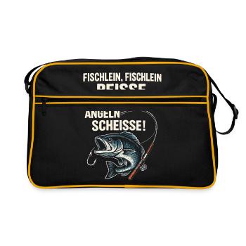 Little Fish Bite – Funny Angler Rhyme - Retro Bag - black/gold - Front