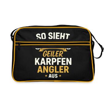 carp angler – funny saying - Retro Bag - black/gold - Front