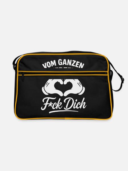 From the Heart F*ck You – Sarcasm Shirt - Retro Bag - black/gold - Front