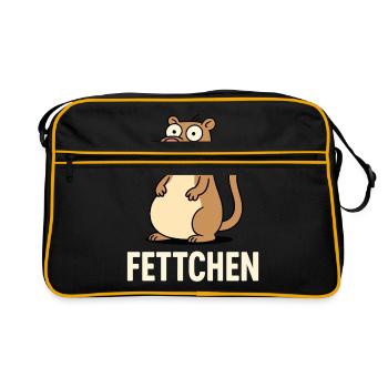 Fettchen Lustiges Frettchen Cartoon - Retro Tasche - Schwarz/Gold - Vorne