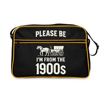 Patience – I'm from the 1900s - Retro Bag - black/gold - Front