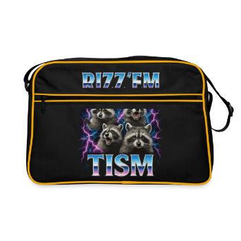 Rizz Tism Waschbären Meme Blitze - Retro Tasche - Schwarz/Gold - Vorne