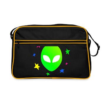 Galaxie étoile tête extraterrestre - Sac Retro - noir/or - Devant