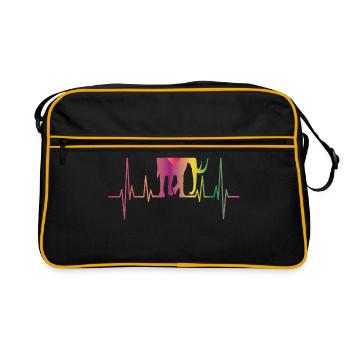 Mammut Ausgestorbener Elefant Geschenk - Retro Tasche - Schwarz/Gold - Vorne