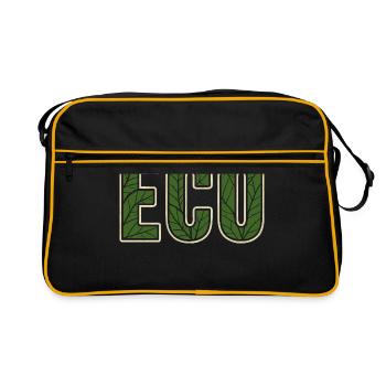 ECO Leaf Pattern Environmental Awareness Naturefriends - Retro Bag - black/gold - Front