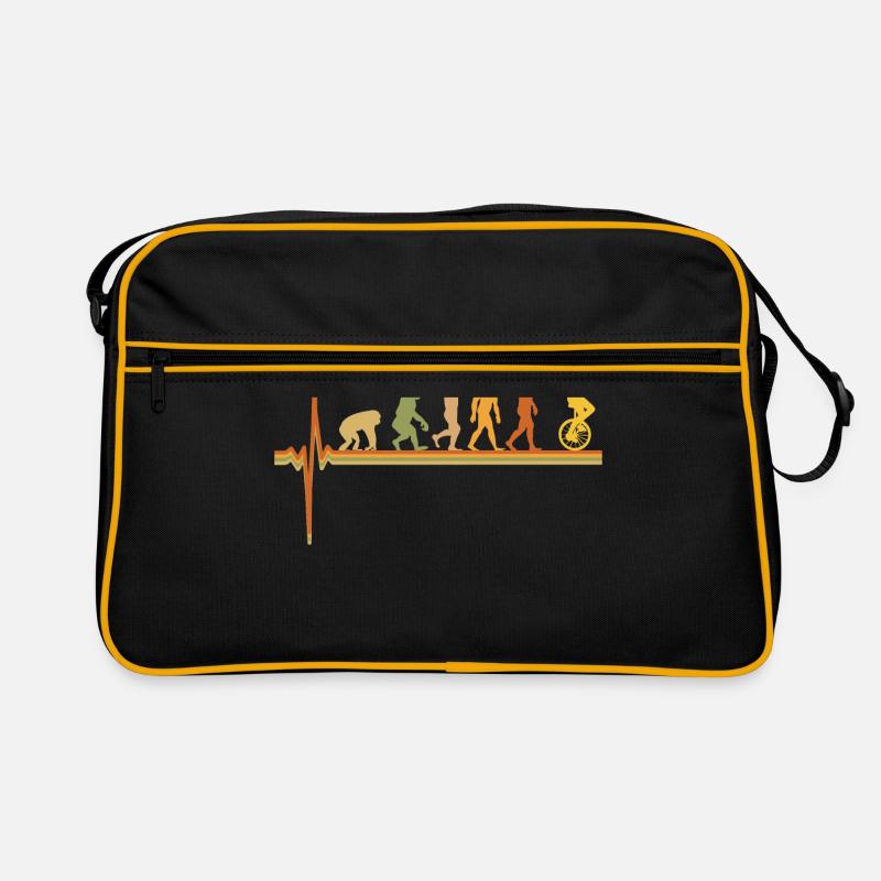 Einrad EKG Puls Herzschlag Retro Evolution - Retro Tasche - Schwarz/Gold