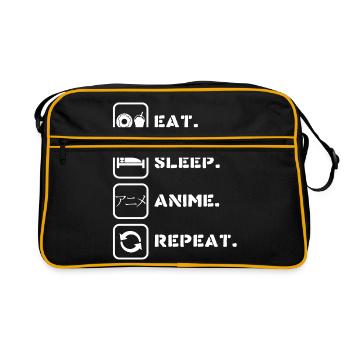 Anime Eat Sleep Repeat - Retro Tasche - Schwarz/Gold - Vorne