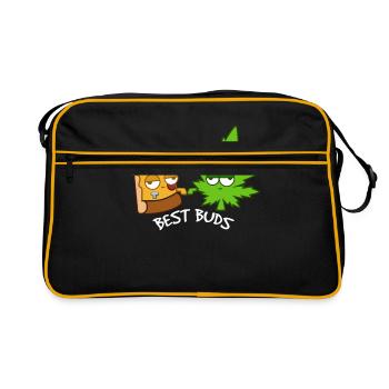 Grass and pizza - Retro Bag - black/gold - Front