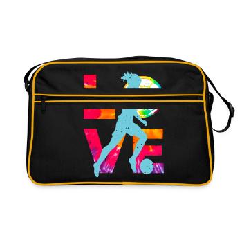 LOVE feminine Soccer Funny Psychedelic and Tie - Retro Bag - black/gold - Front