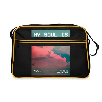 Meine Seele ist im Himmel Ästhetische Dampfwelle - Retro Tasche - Schwarz/Gold - Vorne