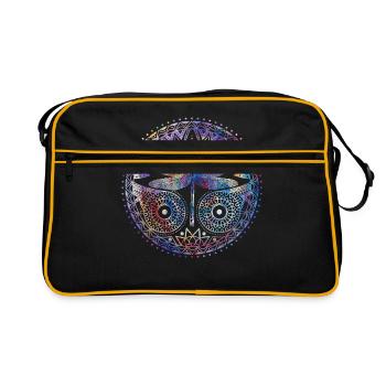 Mandala magique de libellule colorée croissant de lune - Sac Retro - noir/or - Devant