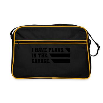 I Can't I Have Plans In The Garage Car Lover Mecha - Retro Bag - black/gold - Front