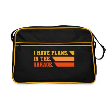 I Can't I Have Plans In The Garage Car Lover Mecha - Retro Bag - black/gold - Front
