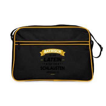 Bayrisch ist wie Latein nur die Schlausten spreche - Retro Tasche - Schwarz/Gold - Vorne