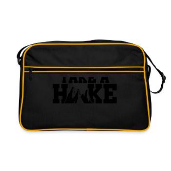 Take A Hike Hiker Mountaineering Alps Mountain Tre - Retro Tasche - Schwarz/Gold - Vorne