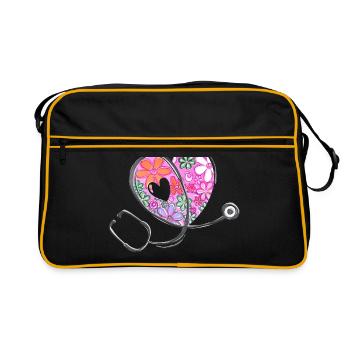 Health Care Stethoscope - Flower Love Heart 3 - Retro Bag - black/gold - Front