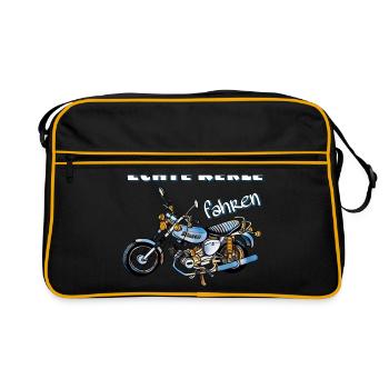 Echte Kerle fahren Simson Moped Nostalgie Mechanik - Retro Tasche - Schwarz/Gold - Vorne