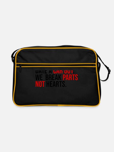 Date A Car Guy We Break Parts Not Hearts Car Lover - Retro Bag - black/gold - Front