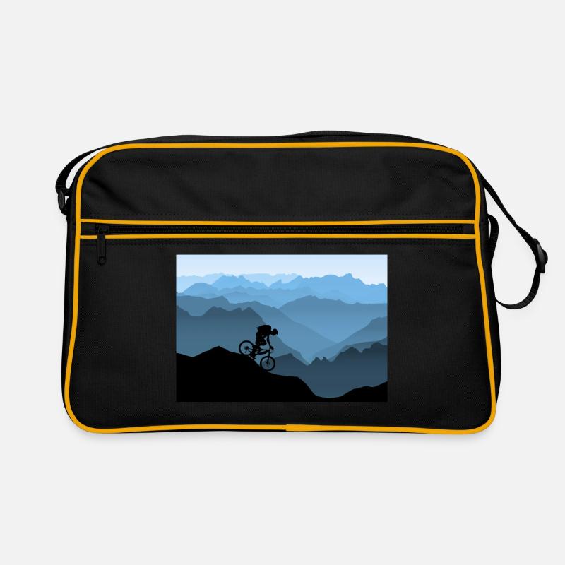 Mountainbiker in den Bergen - Retro Tasche - Schwarz/Gold