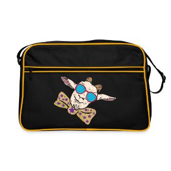 Chèvre cool avec noeud papillon | parti chèvre - Sac Retro - noir/or - Devant