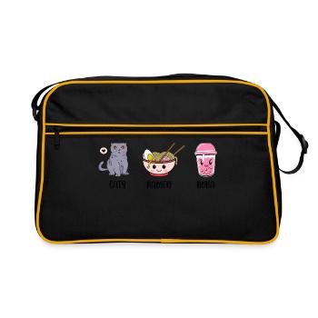 Cats Ramen Boba Tea Lover Tea Drinker Tea Brewing - Retro Tasche - Schwarz/Gold - Vorne