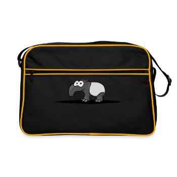 süßer comic Schabracken-Tapir lustig Geschenk - Retro Tasche - Schwarz/Gold - Vorne
