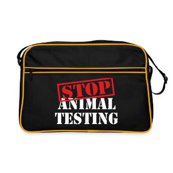 stop animal testing - animal rights - Sac Retro - noir/or - Devant