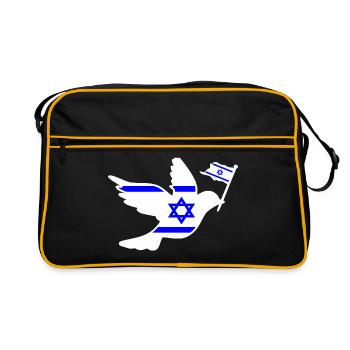 Israel Friedenstaube - Retro Tasche - Schwarz/Gold - Vorne