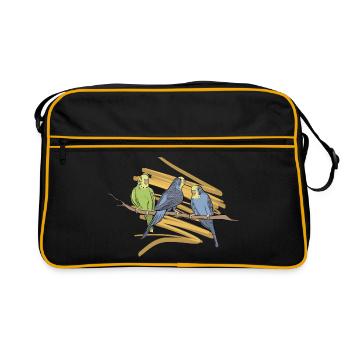 Budgerigar drawing - Retro Bag - black/gold - Front
