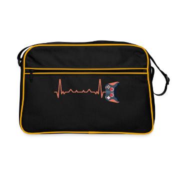 Ecg Heartbeat Video Game Player Gaming Console Pc - Retro Tasche - Schwarz/Gold - Vorne