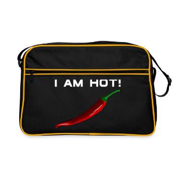 I am hot! Chili, eat, spicy, dating, fun - Retro Bag - black/gold - Front