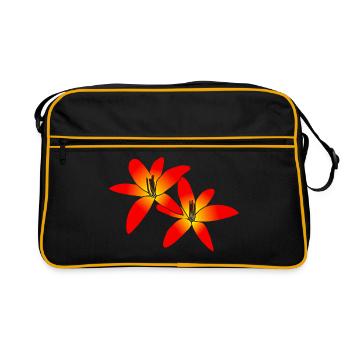 merveilleux lys orange, fleurs, lis - Sac Retro - noir/or - Devant