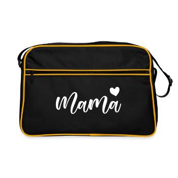 Mama Kalligrafie mit Herz Mutter - Retro Tasche - Schwarz/Gold - Vorne