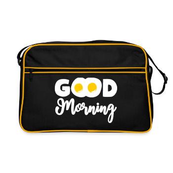 Good Morning Spiegelei Eier Frühstück - Retro Tasche - Schwarz/Gold - Vorne