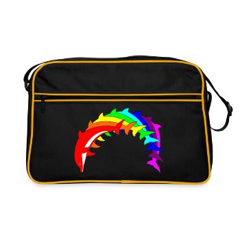 Dauphins arc-en-ciel - Sac Retro - noir/or - Devant